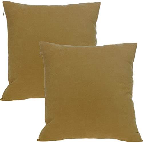 ZIRVEHOME Dekorative Kissenbezug 2er Set 50x50 cm – Weiche Samt-Textur, Stilvolle Kissenhülle Senf von ZIRVEHOME