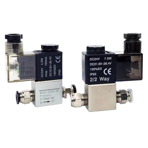2V025-08 Normally Closed 12V 24V 220V 1/4" BSP 2 Way 2 Position Air Solenoid Valve 2V025-08 Pneumatic Control Valve(2V025-08 DC24V,With 10mm Fittin) von ZIRXPODSE
