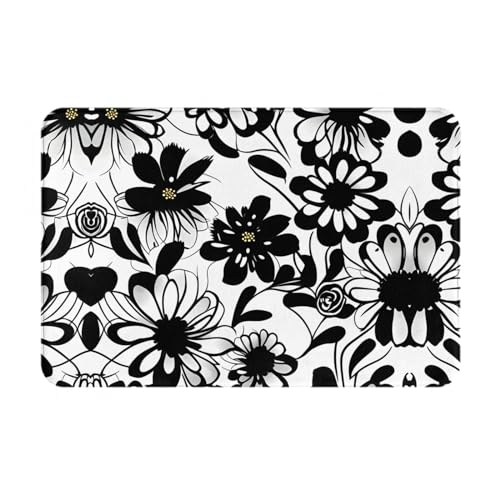 Fußmatte mit schwarz-weißem Blumendruck, ideal für verschiedene Haushaltsszenarien von ZISHAK