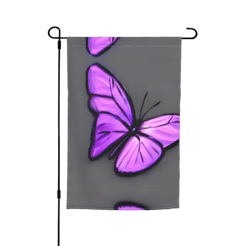 Gartenflagge mit violetten Schmetterlingen für vier Jahreszeiten, Heimdekoration, verstärken Sie die Ästhetik Ihres Außenbereichs von ZISHAK