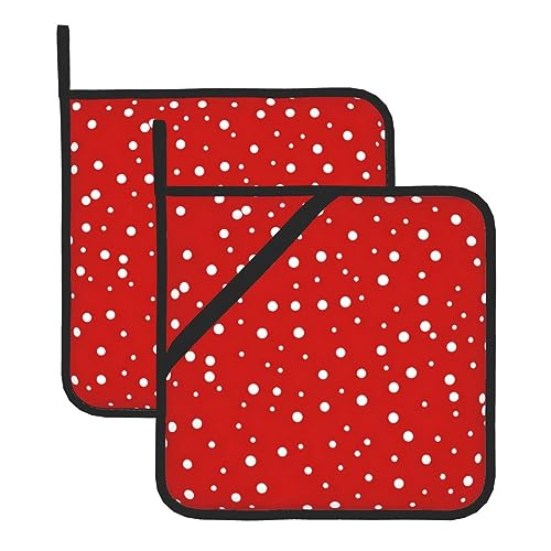 Rote und weiße Polka Dots Topflappen Für Küche Hitzebeständige Topflappen Sets Ofen Hot Pads Zum Kochen Backen von ZISHAK