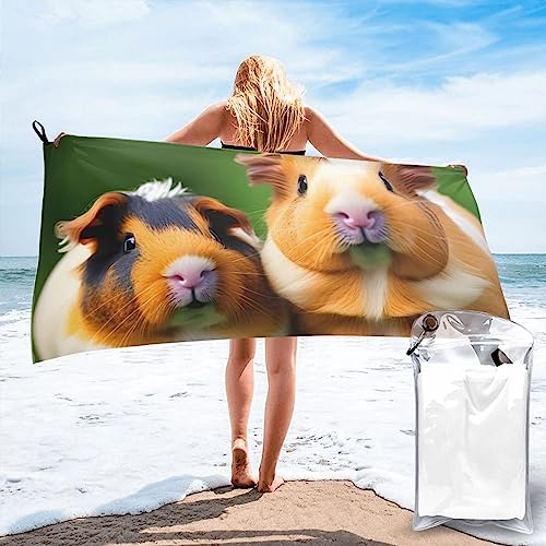ZISHAK Niedliches Meerschweinchen-Handtuch mit Karabiner, schnell trocknend, tragbar, geeignet für Strand, Pool, Wandern von ZISHAK