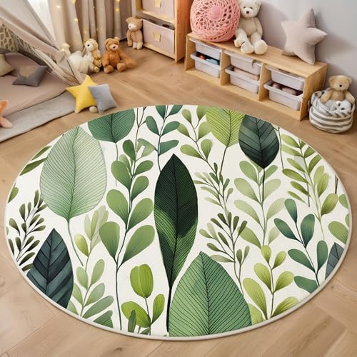 Aquarellblätter Rutschfest Runder Teppich 60cm, Moderne Schlichtheit Runder Teppich Wohnzimmer, Grün Dekoration Teppiche Weich Waschbar Für Zuhause Bodenmatte Schlafzimmer Dekorativer Teppiche Aquarellblätter Rutschfest Runder Teppich 60cm, Moderne Schlichtheit Runder Teppich Wohnzimmer, Grün Dekoration Teppiche Weich Waschbar Für Zuhause Bodenmatte Schlafzimmer Dekorativer Teppiche von ZISTRCBAO