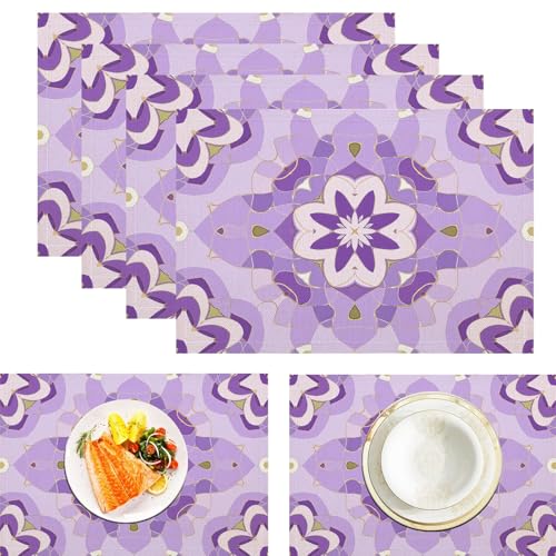 Blumen Geometrisch Platzsets Abwaschbar 2er Set Platzsets, 45x30cm Tischsets Aus Leinen, Placemat Mit Vintage-Eleganz, Tischsets Abwaschbar Für Esszimmer Küche Partys Tischdekoration, Lila Blumen Geometrisch Platzsets Abwaschbar 2er Set Platzsets, 45x30cm Tischsets Aus Leinen, Placemat Mit Vintage-Eleganz, Tischsets Abwaschbar Für Esszimmer Küche Partys Tischdekoration, Lila von ZISTRCBAO