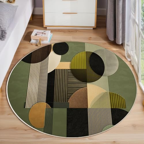 Braun Grün Polka Dot Geometrisch Rund Bereich Teppich 60cm, Moderne Mitte Des Jahrhunderts Weich Teppich Rund, Waschbar Rutschfest Wohnzimmer Teppiche Für Schlafzimmer Terrasse Garten Küchen, Grün Braun Grün Polka Dot Geometrisch Rund Bereich Teppich 60cm, Moderne Mitte Des Jahrhunderts Weich Teppich Rund, Waschbar Rutschfest Wohnzimmer Teppiche Für Schlafzimmer Terrasse Garten Küchen, Grün von ZISTRCBAO