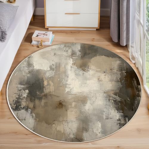 Braunes Aquarell-Graffiti Rund Bereich Teppich 60cm, Moderne Abstrakte Weich Teppich Rund, Waschbar rutschfest Wohnzimmer Teppiche Für Schlafzimmer Terrasse Garten Küchen, Hellbraun Braunes Aquarell-Graffiti Rund Bereich Teppich 60cm, Moderne Abstrakte Weich Teppich Rund, Waschbar rutschfest Wohnzimmer Teppiche Für Schlafzimmer Terrasse Garten Küchen, Hellbraun von ZISTRCBAO