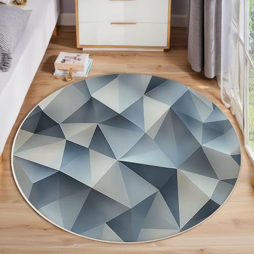 Dreiecksgeometrie Rund Bereich Teppich 80cm, Moderne Abstrakte Weich Teppich Rund, Waschbar rutschfest Wohnzimmer Teppiche Für Schlafzimmer Terrasse Garten Küchen, Grau Dreiecksgeometrie Rund Bereich Teppich 80cm, Moderne Abstrakte Weich Teppich Rund, Waschbar rutschfest Wohnzimmer Teppiche Für Schlafzimmer Terrasse Garten Küchen, Grau von ZISTRCBAO