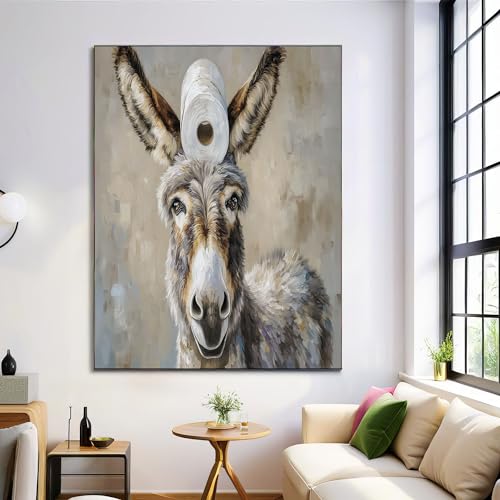 Esel Mit Toilettenpapier Um Den Kopf Gewickelt Leinwand Bilder Schlafzimmer, Wandbilder Wohnzimmer Ölgemälde Tier Leinwand Bilder Wanddeko Kunstdruck Badezimmer Esszimmer 70×100 cm Ungerahmt, Braun Esel Mit Toilettenpapier Um Den Kopf Gewickelt Leinwand Bilder Schlafzimmer, Wandbilder Wohnzimmer Ölgemälde Tier Leinwand Bilder Wanddeko Kunstdruck Badezimmer Esszimmer 70×100 cm Ungerahmt, Braun von ZISTRCBAO