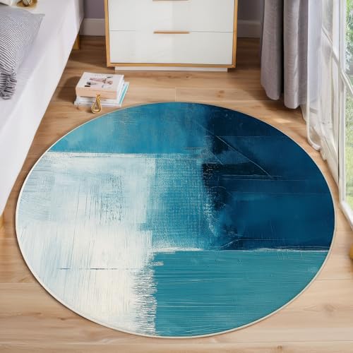 Farbverlauf-Aquarell-Graffiti Kurzflor Teppich Rund, Moderne Abstrakte Wohnzimmerteppich, Blaugrün Runder Teppich 60cm Round Eingangsbereich Waschbar Weich for Wohnzimmer Schlafzimmer Studie Heimbüro Farbverlauf-Aquarell-Graffiti Kurzflor Teppich Rund, Moderne Abstrakte Wohnzimmerteppich, Blaugrün Runder Teppich 60cm Round Eingangsbereich Waschbar Weich for Wohnzimmer Schlafzimmer Studie Heimbüro von ZISTRCBAO
