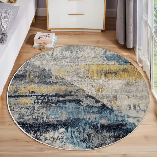 Farbverlauf-Aquarell Runder Teppich, Moderne Schlichtheit Runde Teppiche, Weich Waschbar Rutschfest Wohnzimmer Schlafzimmer Nachttisch Restaurant Korridor Fußmatte Teppiche (60cm, Mehrfarbig ) von ZISTRCBAO