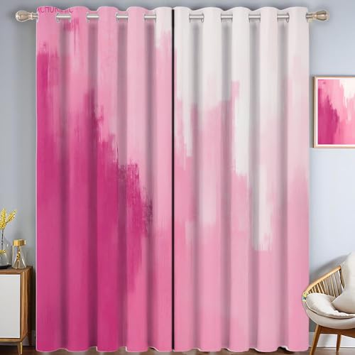 Farbverlauf Aquarell Verdunkelungsvorhänge, Abstrakte Kunst Thermisch Isoliert Fensterbehandlung Vorhänge Für Wohnzimmer Dekoration, Rosa 2 Paneele H213xB66cm von ZISTRCBAO