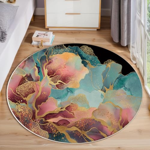 Farbverlauf Marmor rutschfest Runder Teppich 120cm, Moderne Abstraktion Runder Teppich Wohnzimmer, Rosa Dekoration Teppiche Weich Waschbar Für Zuhause Bodenmatte Schlafzimmer Dekorativer Teppiche Farbverlauf Marmor rutschfest Runder Teppich 120cm, Moderne Abstraktion Runder Teppich Wohnzimmer, Rosa Dekoration Teppiche Weich Waschbar Für Zuhause Bodenmatte Schlafzimmer Dekorativer Teppiche von ZISTRCBAO