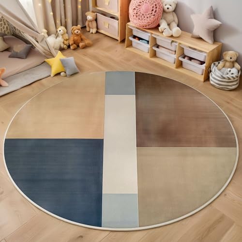 Geometrisch Mit Farbverlauf Runder Teppich, Moderne Abstraktion Runde Teppiche, Weich Waschbar rutschfest Wohnzimmer Schlafzimmer Nachttisch Restaurant Korridor Fußmatte Teppiche (120cm, Braun) von ZISTRCBAO