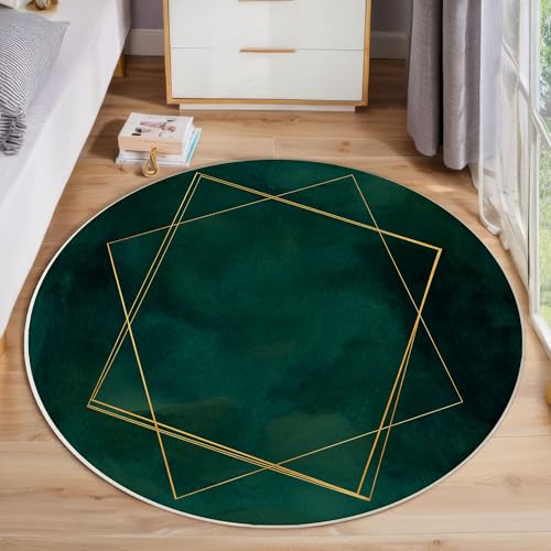 Gold Geometrischer Smaragdgrüner Marmor Kurzflor Teppich Rund, Minimalismus Wohnzimmerteppich, Smaragdgrün Runder Teppich 100cm Round Eingangsbereich Waschbar Weich for Wohnzimmer Schlafzimmer Studie Gold Geometrischer Smaragdgrüner Marmor Kurzflor Teppich Rund, Minimalismus Wohnzimmerteppich, Smaragdgrün Runder Teppich 100cm Round Eingangsbereich Waschbar Weich for Wohnzimmer Schlafzimmer Studie von ZISTRCBAO