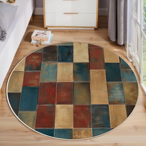 Gradientengeometrie Runder Teppich, Moderne Schlichtheit Runde Teppiche, Weich Waschbar Rutschfest Wohnzimmer Schlafzimmer Nachttisch Restaurant Korridor Fußmatte Teppiche (160cm, Mehrfarbig ) von ZISTRCBAO