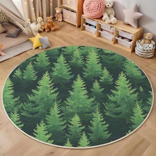 Grüner Kiefernwald Rutschfest Runder Teppich 180cm, Aquarellpflanzen Runder Teppich Wohnzimmer, Grün Dekoration Teppiche Weich Waschbar Für Zuhause Bodenmatte Schlafzimmer Dekorativer Teppiche Grüner Kiefernwald Rutschfest Runder Teppich 180cm, Aquarellpflanzen Runder Teppich Wohnzimmer, Grün Dekoration Teppiche Weich Waschbar Für Zuhause Bodenmatte Schlafzimmer Dekorativer Teppiche von ZISTRCBAO
