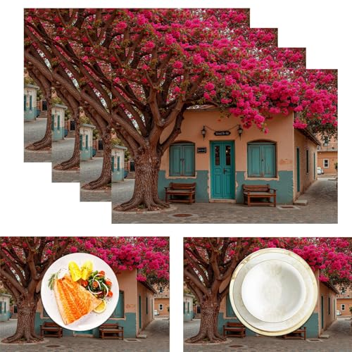 Häuser Blumen Leinen Platzsets Für Tisch 2er Set, Landschaftsrealismus Bedruckte Tischsets Große Baumwolle Leinen rutschfeste Abwaschbar Platzsets Für Party Kitchen Restaurant (45x30cm, Mehrfarbig) Häuser Blumen Leinen Platzsets Für Tisch 2er Set, Landschaftsrealismus Bedruckte Tischsets Große Baumwolle Leinen rutschfeste Abwaschbar Platzsets Für Party Kitchen Restaurant (45x30cm, Mehrfarbig) von ZISTRCBAO