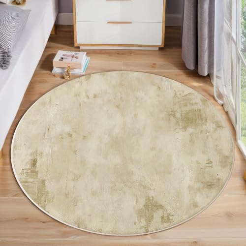 Hellbeige Farbverlauf-Aquarell Kurzflor Teppich Rund, Retro-Distressed Wohnzimmerteppich, Beige Runder Teppich 160cm Round Eingangsbereich Waschbar Weich for Wohnzimmer Schlafzimmer Studie Heimbüro Hellbeige Farbverlauf-Aquarell Kurzflor Teppich Rund, Retro-Distressed Wohnzimmerteppich, Beige Runder Teppich 160cm Round Eingangsbereich Waschbar Weich for Wohnzimmer Schlafzimmer Studie Heimbüro von ZISTRCBAO