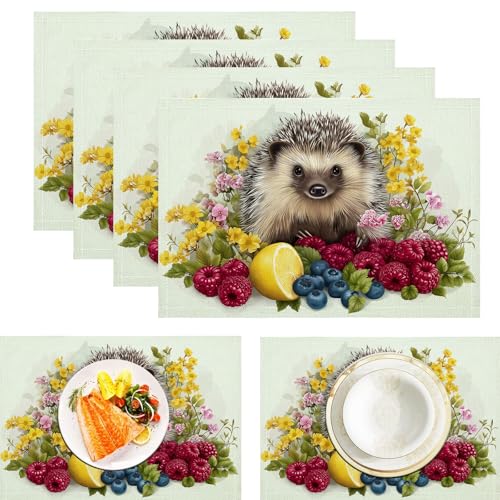 Igel Blumen Platzsets Abwaschbar 2er Set Platzsets, 45x30cm Tischsets Aus Leinen, Placemat Mit Süße Tiere, Tischsets Abwaschbar Für Esszimmer Küche Partys Tischdekoration, Mehrfarbig Igel Blumen Platzsets Abwaschbar 2er Set Platzsets, 45x30cm Tischsets Aus Leinen, Placemat Mit Süße Tiere, Tischsets Abwaschbar Für Esszimmer Küche Partys Tischdekoration, Mehrfarbig von ZISTRCBAO