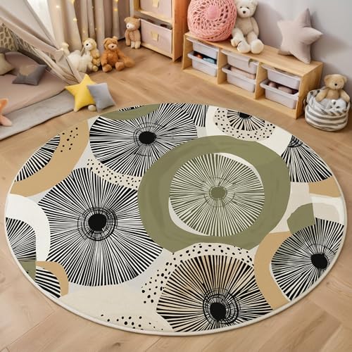 Kreislinien Kurzflor Teppich Rund, Abstrakte Geometrie Wohnzimmerteppich, Grau Runder Teppich 120cm Round Eingangsbereich Waschbar Weich for Wohnzimmer Schlafzimmer Studie Heimbüro Kreislinien Kurzflor Teppich Rund, Abstrakte Geometrie Wohnzimmerteppich, Grau Runder Teppich 120cm Round Eingangsbereich Waschbar Weich for Wohnzimmer Schlafzimmer Studie Heimbüro von ZISTRCBAO