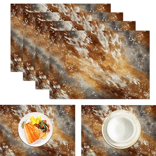 Kuh Textur Platzsets 2er Set, Leinen Vintage Tier Tischsets Waschbar Platzdeckchen Leinen Hitzebeständig Platzdeckchen Dekor Für Küche Speisetisch Restaurant Bauernhaus, Braun 45x30cm Kuh Textur Platzsets 2er Set, Leinen Vintage Tier Tischsets Waschbar Platzdeckchen Leinen Hitzebeständig Platzdeckchen Dekor Für Küche Speisetisch Restaurant Bauernhaus, Braun 45x30cm von ZISTRCBAO
