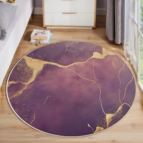 Lila-Goldene Marmorstruktur Rutschfest Runder Teppich 60cm, Leichter Luxus Runder Teppich Wohnzimmer, Lila Dekoration Teppiche Weich Waschbar Für Zuhause Bodenmatte Schlafzimmer Dekorativer Teppiche Lila-Goldene Marmorstruktur Rutschfest Runder Teppich 60cm, Leichter Luxus Runder Teppich Wohnzimmer, Lila Dekoration Teppiche Weich Waschbar Für Zuhause Bodenmatte Schlafzimmer Dekorativer Teppiche von ZISTRCBAO