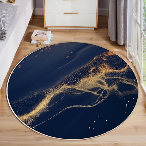 Marineblauer Goldmarmor Kurzflor Teppich Rund, Moderne Abstraktion Wohnzimmerteppich, Dunkelblau Runder Teppich 180cm Round Eingangsbereich Waschbar Weich for Wohnzimmer Schlafzimmer Studie Heimbüro Marineblauer Goldmarmor Kurzflor Teppich Rund, Moderne Abstraktion Wohnzimmerteppich, Dunkelblau Runder Teppich 180cm Round Eingangsbereich Waschbar Weich for Wohnzimmer Schlafzimmer Studie Heimbüro von ZISTRCBAO