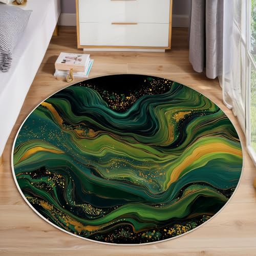 Marmor Smaragdgrün Gold Kurzflor Teppich Rund, Moderner Luxus Wohnzimmerteppich, Smaragdgrün Runder Teppich 80cm Round Eingangsbereich Waschbar Weich for Wohnzimmer Schlafzimmer Studie Heimbüro Marmor Smaragdgrün Gold Kurzflor Teppich Rund, Moderner Luxus Wohnzimmerteppich, Smaragdgrün Runder Teppich 80cm Round Eingangsbereich Waschbar Weich for Wohnzimmer Schlafzimmer Studie Heimbüro von ZISTRCBAO