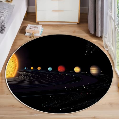 Planeten Des Sonnensystems Kurzflor Teppich Rund, Cartoon-Universum Wohnzimmerteppich, Schwarz Runder Teppich 60cm Round Eingangsbereich Waschbar Weich for Wohnzimmer Schlafzimmer Studie Heimbüro Planeten Des Sonnensystems Kurzflor Teppich Rund, Cartoon-Universum Wohnzimmerteppich, Schwarz Runder Teppich 60cm Round Eingangsbereich Waschbar Weich for Wohnzimmer Schlafzimmer Studie Heimbüro von ZISTRCBAO