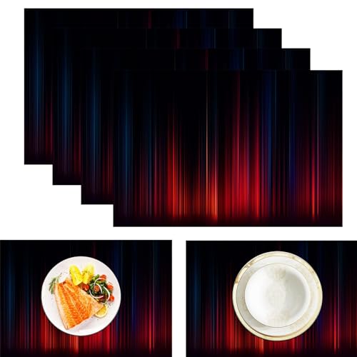 Platzsets Rote Streifen, Tischset Satz Mit 2er Set 45x30cm Moderner Minimalist Tischuntersetzer Abwaschbar Verrutscht Nicht Platzdeckchen Für Urlaub Bankett Die Küche Party Deko, Rot von ZISTRCBAO