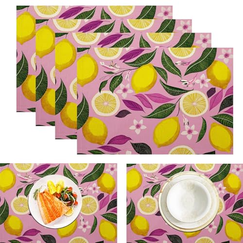 Platzsets Zitronenblüte, Tischset Satz Mit 6er Set 45x30cm Aquarell Früchte Tischuntersetzer Abwaschbar Verrutscht Nicht Platzdeckchen Für Urlaub Bankett Die Küche Party Deko, Rosa Platzsets Zitronenblüte, Tischset Satz Mit 6er Set 45x30cm Aquarell Früchte Tischuntersetzer Abwaschbar Verrutscht Nicht Platzdeckchen Für Urlaub Bankett Die Küche Party Deko, Rosa von ZISTRCBAO