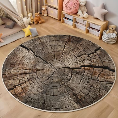 Querschnitt Eines Alten Baumstammes Rutschfest Runder Teppich 120cm, Vintage-Jahresringe Runder Teppich Wohnzimmer, Braun DekorationWeich Waschbar Für Zuhause Bodenmatte Schlafzimmer Dekorativer Querschnitt Eines Alten Baumstammes Rutschfest Runder Teppich 120cm, Vintage-Jahresringe Runder Teppich Wohnzimmer, Braun DekorationWeich Waschbar Für Zuhause Bodenmatte Schlafzimmer Dekorativer von ZISTRCBAO