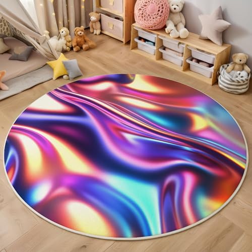 Regenbogen Holografischer Hintergrund Kurzflor Teppich Rund, Moderne Abstrakte Wohnzimmerteppich, Mehrfarbig Runder Teppich 60cm Round Eingangsbereich Weich for Wohnzimmer Schlafzimmer Studie Heimbüro Regenbogen Holografischer Hintergrund Kurzflor Teppich Rund, Moderne Abstrakte Wohnzimmerteppich, Mehrfarbig Runder Teppich 60cm Round Eingangsbereich Weich for Wohnzimmer Schlafzimmer Studie Heimbüro von ZISTRCBAO