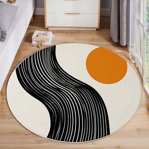 Sonne Abstrakte Streifen rutschfest Runder Teppich 60cm, Minimalistisch Runder Teppich Wohnzimmer, Schwarz Dekoration Teppiche Weich Waschbar Für Zuhause Bodenmatte Schlafzimmer Dekorativer Teppiche Sonne Abstrakte Streifen rutschfest Runder Teppich 60cm, Minimalistisch Runder Teppich Wohnzimmer, Schwarz Dekoration Teppiche Weich Waschbar Für Zuhause Bodenmatte Schlafzimmer Dekorativer Teppiche von ZISTRCBAO