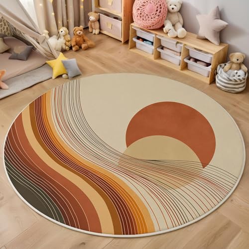 Streifen Tupfen Rutschfest Runder Teppich 100cm, Minimalismus Runder Teppich Wohnzimmer, Terrakotta Dekoration Teppiche Weich Waschbar Für Zuhause Bodenmatte Schlafzimmer Dekorativer Teppiche Streifen Tupfen Rutschfest Runder Teppich 100cm, Minimalismus Runder Teppich Wohnzimmer, Terrakotta Dekoration Teppiche Weich Waschbar Für Zuhause Bodenmatte Schlafzimmer Dekorativer Teppiche von ZISTRCBAO