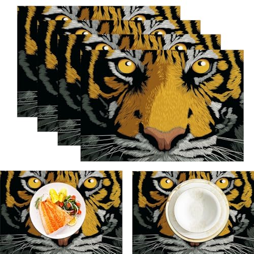 Tiger Platzsets Abwaschbar 2er Set Platzsets, 45x30cm Tischsets Aus Leinen, Placemat Mit Tierische Nahaufnahme, Tischsets Abwaschbar Für Esszimmer Küche Partys Tischdekoration, Orange Tiger Platzsets Abwaschbar 2er Set Platzsets, 45x30cm Tischsets Aus Leinen, Placemat Mit Tierische Nahaufnahme, Tischsets Abwaschbar Für Esszimmer Küche Partys Tischdekoration, Orange von ZISTRCBAO