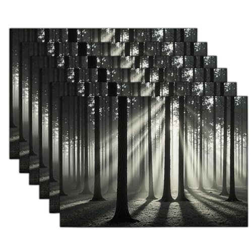Wald Sonnenlicht Platzsets Abwaschbar 2er Set Platzsets, 45x30cm Tischsets Aus Leinen, Placemat Mit Realistische Landschaft, Tischsets Abwaschbar Für Esszimmer Küche Partys Tischdekoration, Grau Wald Sonnenlicht Platzsets Abwaschbar 2er Set Platzsets, 45x30cm Tischsets Aus Leinen, Placemat Mit Realistische Landschaft, Tischsets Abwaschbar Für Esszimmer Küche Partys Tischdekoration, Grau von ZISTRCBAO