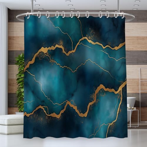 ZISTRCBAO 120 * 180cm Duschvorhang aus Stoff Anti-schimmel Wasserdicht Waschbar für Badezimmer Badewanne und Dusche Marmor Wellen Linien dekorieren Vorhang Duschvorhänge von ZISTRCBAO