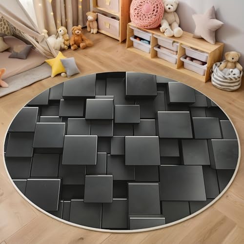 ZISTRCBAO 3D-Geometrie Kurzflor Teppich Rund, Moderne Schlichtheit Wohnzimmerteppich, Grau Runder Teppich 180cm Round Eingangsbereich Waschbar Weich for Wohnzimmer Schlafzimmer Studie Heimbüro ZISTRCBAO 3D-Geometrie Kurzflor Teppich Rund, Moderne Schlichtheit Wohnzimmerteppich, Grau Runder Teppich 180cm Round Eingangsbereich Waschbar Weich for Wohnzimmer Schlafzimmer Studie Heimbüro von ZISTRCBAO
