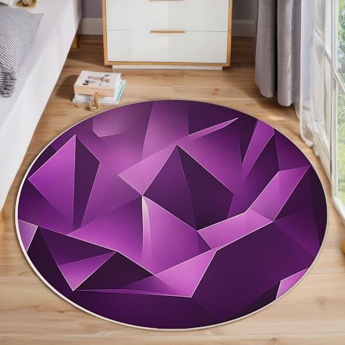 ZISTRCBAO 3D-Geometrie Rund Teppich, Moderne Schlichtheit Waschbarer Wohnzimmer Sofa Teppich Kurzflor Couchtischmatte, Lila Rund 100cm Teppiche Für Schlafzimmer Esszimmer Küche Innen ZISTRCBAO 3D-Geometrie Rund Teppich, Moderne Schlichtheit Waschbarer Wohnzimmer Sofa Teppich Kurzflor Couchtischmatte, Lila Rund 100cm Teppiche Für Schlafzimmer Esszimmer Küche Innen von ZISTRCBAO