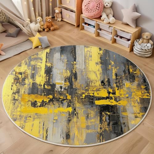 ZISTRCBAO Aquarell-Graffiti Kurzflor Teppich Rund, Retro-Distressed Wohnzimmerteppich, Gelb Runder Teppich 60cm Round Eingangsbereich Waschbar Weich for Wohnzimmer Schlafzimmer Studie Heimbüro ZISTRCBAO Aquarell-Graffiti Kurzflor Teppich Rund, Retro-Distressed Wohnzimmerteppich, Gelb Runder Teppich 60cm Round Eingangsbereich Waschbar Weich for Wohnzimmer Schlafzimmer Studie Heimbüro von ZISTRCBAO