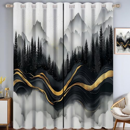 ZISTRCBAO Bäume Berge Verdunkelungsvorhänge, Aquarellstil Thermisch Isoliert Fensterbehandlung Vorhänge Für Wohnzimmer Dekoration, Dunkelgrau 2 Paneele H213xB66cm ZISTRCBAO Bäume Berge Verdunkelungsvorhänge, Aquarellstil Thermisch Isoliert Fensterbehandlung Vorhänge Für Wohnzimmer Dekoration, Dunkelgrau 2 Paneele H213xB66cm von ZISTRCBAO