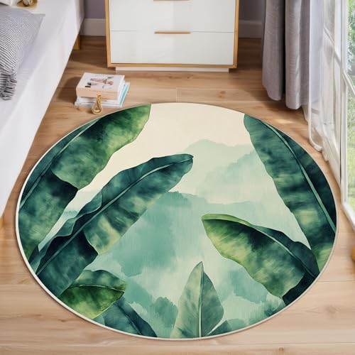 ZISTRCBAO Bananenblätter Kurzflor Teppich Rund, Tropische Pflanzen Wohnzimmerteppich, Grün Runder Teppich 80cm Round Eingangsbereich Waschbar Weich for Wohnzimmer Schlafzimmer Studie Heimbüro ZISTRCBAO Bananenblätter Kurzflor Teppich Rund, Tropische Pflanzen Wohnzimmerteppich, Grün Runder Teppich 80cm Round Eingangsbereich Waschbar Weich for Wohnzimmer Schlafzimmer Studie Heimbüro von ZISTRCBAO