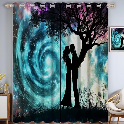 ZISTRCBAO Baumpaar-Silhouette Verdunkelungsvorhänge, Fantasy-Kunststil Thermisch Isoliert Fensterbehandlung Vorhänge Für Wohnzimmer Dekoration, Hellblau 2 Paneele H213xB137cm ZISTRCBAO Baumpaar-Silhouette Verdunkelungsvorhänge, Fantasy-Kunststil Thermisch Isoliert Fensterbehandlung Vorhänge Für Wohnzimmer Dekoration, Hellblau 2 Paneele H213xB137cm von ZISTRCBAO