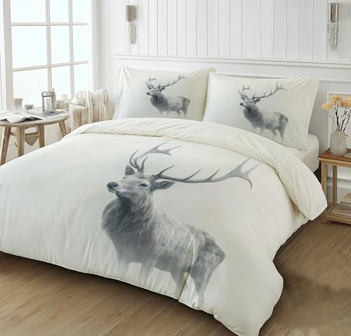 ZISTRCBAO Bettwäsche 135 * 200cm 100% Baumwolle Teilig Bettbezug Bettwäsche Sets 135 * 200cm 1 mal Kissenbezug 50 * 75cm Einfach Elch Microfaser Bettdeckenbezug Set mit Reißverschluss von ZISTRCBAO