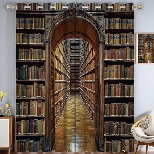 ZISTRCBAO Bibliothek Verdunkelungsvorhänge, Retro-Stil Thermisch Isoliert Fensterbehandlung Vorhänge Für Wohnzimmer Dekoration, Braun 2 Paneele H99xB68.5cm ZISTRCBAO Bibliothek Verdunkelungsvorhänge, Retro-Stil Thermisch Isoliert Fensterbehandlung Vorhänge Für Wohnzimmer Dekoration, Braun 2 Paneele H99xB68.5cm von ZISTRCBAO