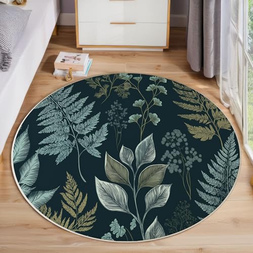 ZISTRCBAO Blattfarn rutschfest Runder Teppich 100cm, Vintage-Pflanze Runder Teppich Wohnzimmer, Grün Dekoration Teppiche Weich Waschbar Für Zuhause Bodenmatte Schlafzimmer Dekorativer Teppiche ZISTRCBAO Blattfarn rutschfest Runder Teppich 100cm, Vintage-Pflanze Runder Teppich Wohnzimmer, Grün Dekoration Teppiche Weich Waschbar Für Zuhause Bodenmatte Schlafzimmer Dekorativer Teppiche von ZISTRCBAO