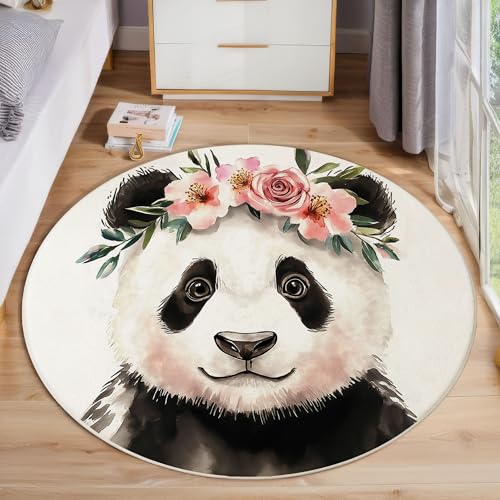 ZISTRCBAO Blumenpanda Kurzflor Teppich Rund, Aquarell Tiere Wohnzimmerteppich, Weiß Runder Teppich 80cm Round Eingangsbereich Waschbar Weich for Wohnzimmer Schlafzimmer Studie Heimbüro ZISTRCBAO Blumenpanda Kurzflor Teppich Rund, Aquarell Tiere Wohnzimmerteppich, Weiß Runder Teppich 80cm Round Eingangsbereich Waschbar Weich for Wohnzimmer Schlafzimmer Studie Heimbüro von ZISTRCBAO