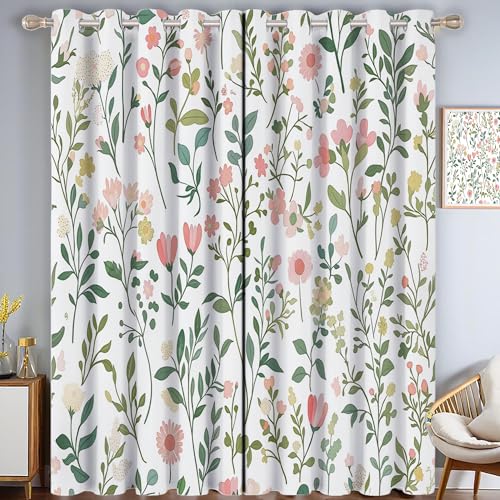 ZISTRCBAO Blumenranken Verdunkelungsvorhänge, Papierschnitt-Stil Thermisch Isoliert Fensterbehandlung Vorhänge Für Wohnzimmer Dekoration, Weiß 2 Paneele H213xB137cm von ZISTRCBAO