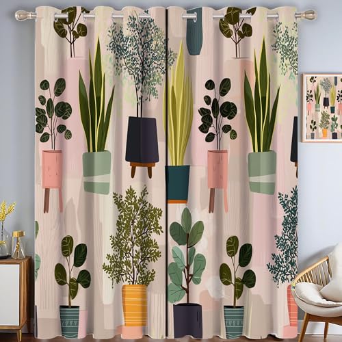 ZISTRCBAO Blumentopf Druck Schlafzimmervorhänge, Aquarellpflanze Vorhänge Mit ösen Verdunkelung Wärmeschutzvorhang Thermovorhang Für Wohnzimmer Schlafzimmer, Grau, 2er Set H99xB68.5cm ZISTRCBAO Blumentopf Druck Schlafzimmervorhänge, Aquarellpflanze Vorhänge Mit ösen Verdunkelung Wärmeschutzvorhang Thermovorhang Für Wohnzimmer Schlafzimmer, Grau, 2er Set H99xB68.5cm von ZISTRCBAO